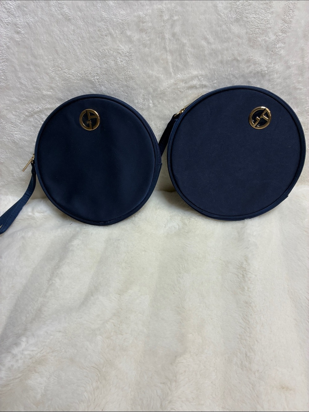Giorgio Armani Navy Round Wristlet with Gold Logo